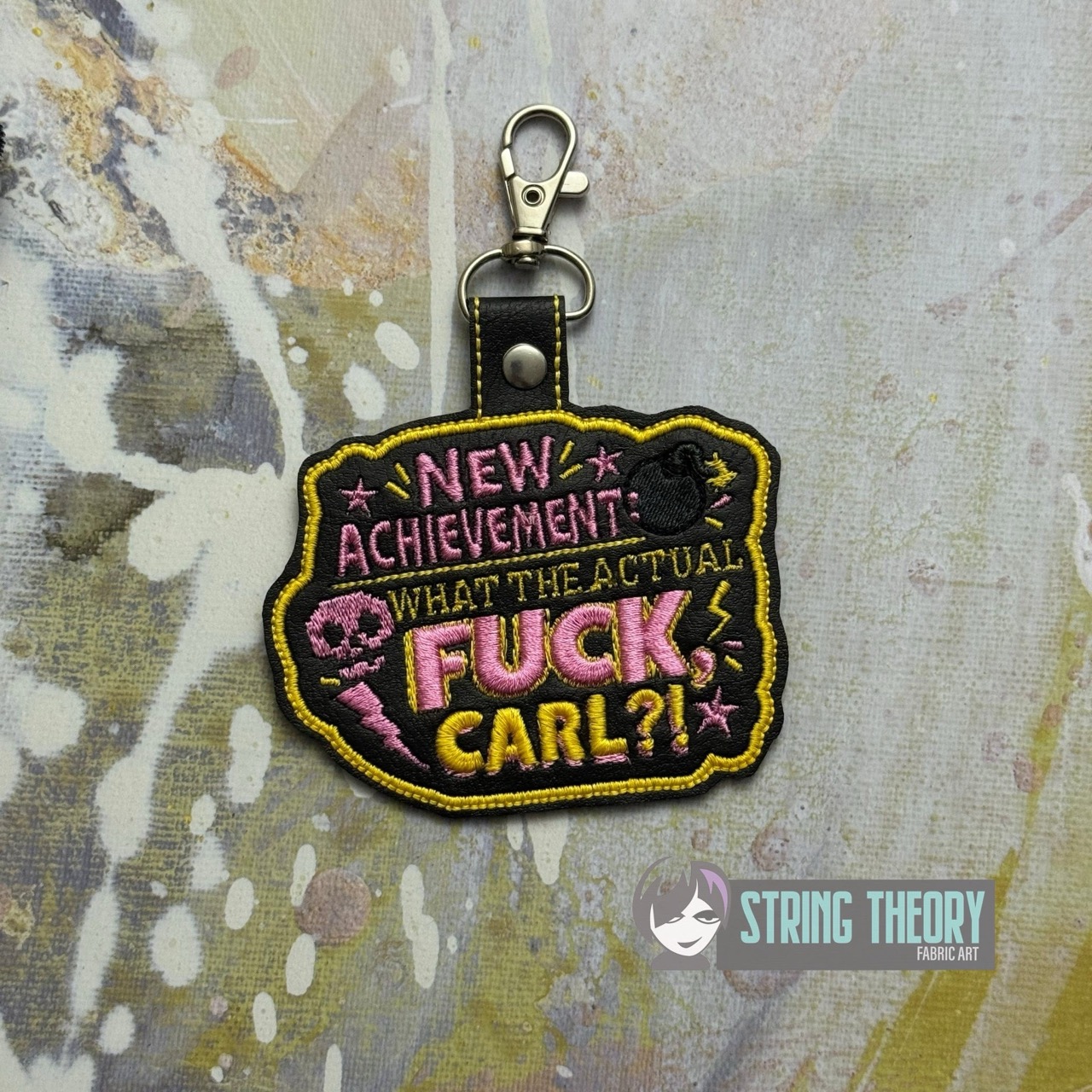 DCC WTF Carl fob patch ITH machine embroidery design