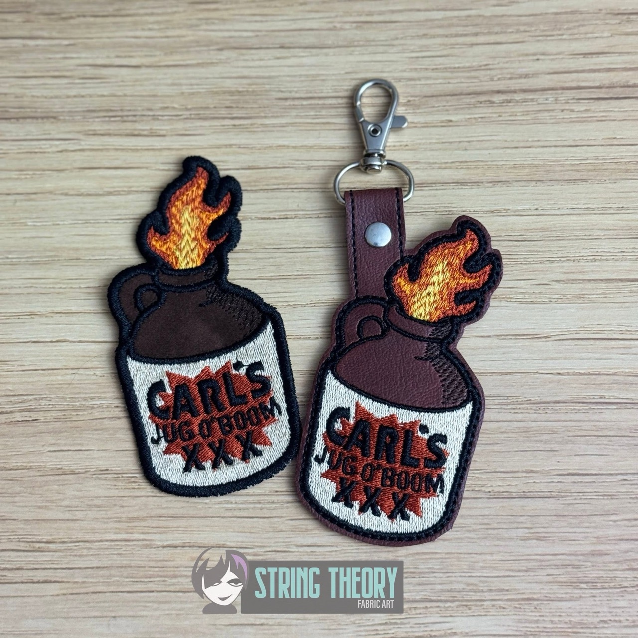 DCC Jug o'Boom fob patch ITH machine embroidery design