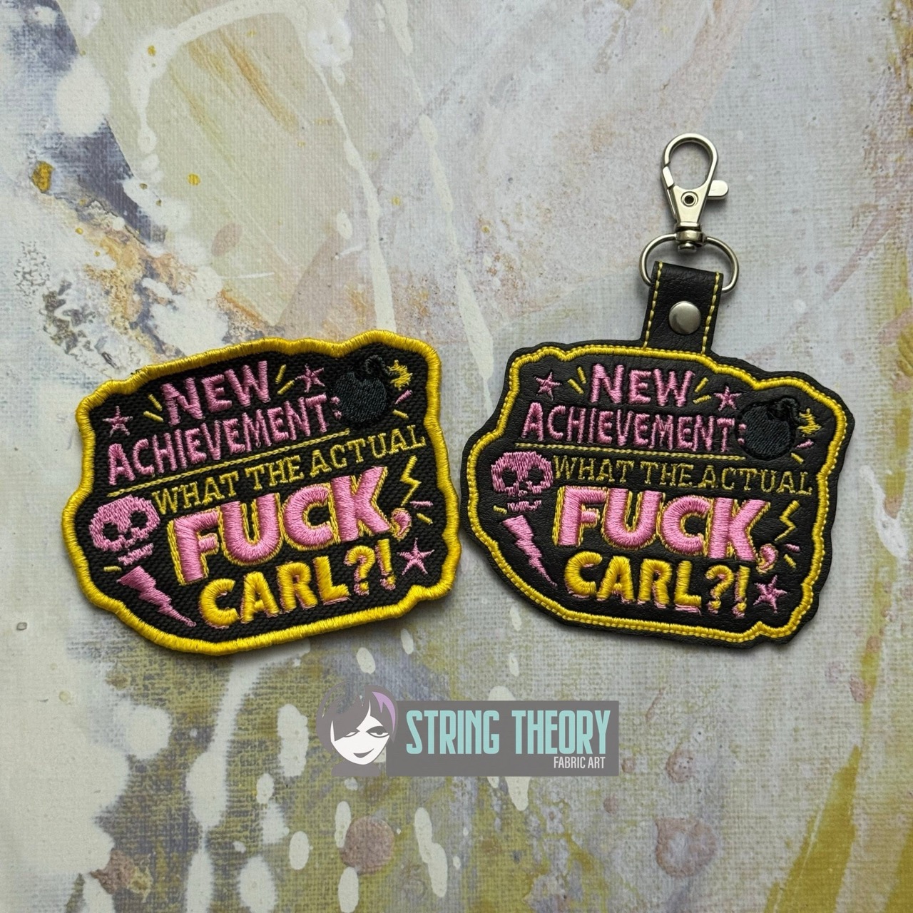 DCC WTF Carl fob patch ITH machine embroidery design