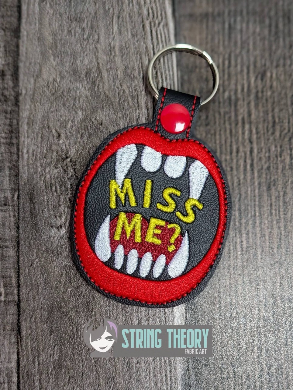 DCC - Miss Me fob patch ITH machine embroidery design