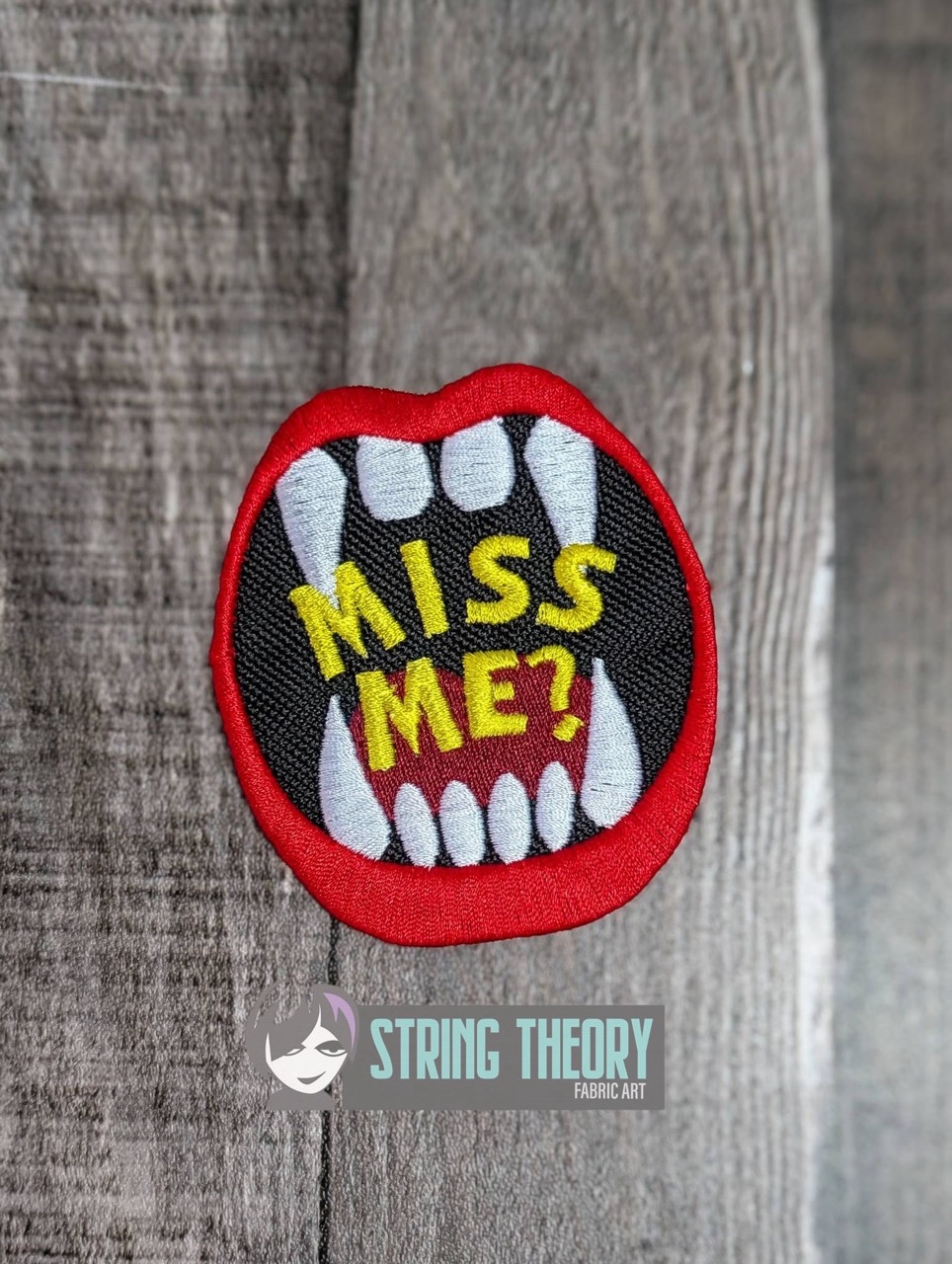 DCC - Miss Me fob patch ITH machine embroidery design