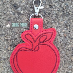 Continuous Line Apple Fob ITH in the hoop fob Digital Download for Machine Embroidery Pattern, Design (4×4 Hoop)