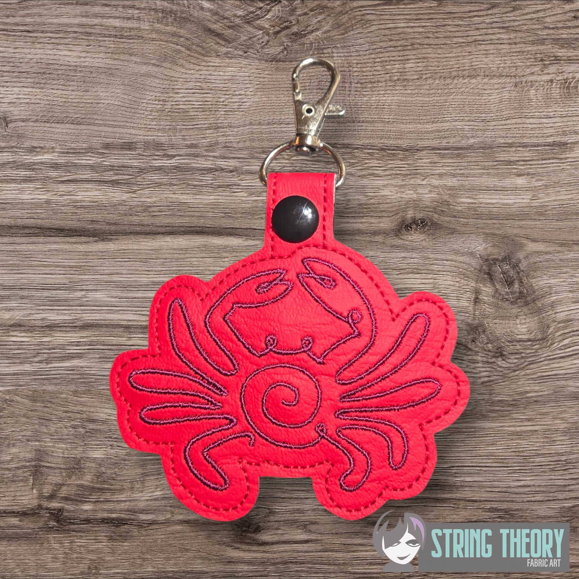 Continuous Line Crab Fob ITH in the hoop fob Digital Download for Machine Embroidery Pattern, Design (4×4 Hoop) - Image 2