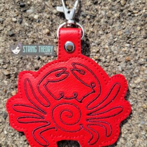 Continuous Line Crab Fob  ITH in the hoop fob Digital Download for Machine Embroidery Pattern, Design (4×4 Hoop)