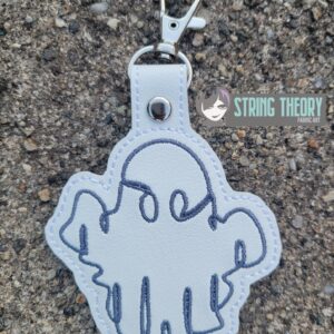 Continuous Line Ghost Fob ITH in the hoop fob Digital Download for Machine Embroidery Pattern, Design (4×4 Hoop)
