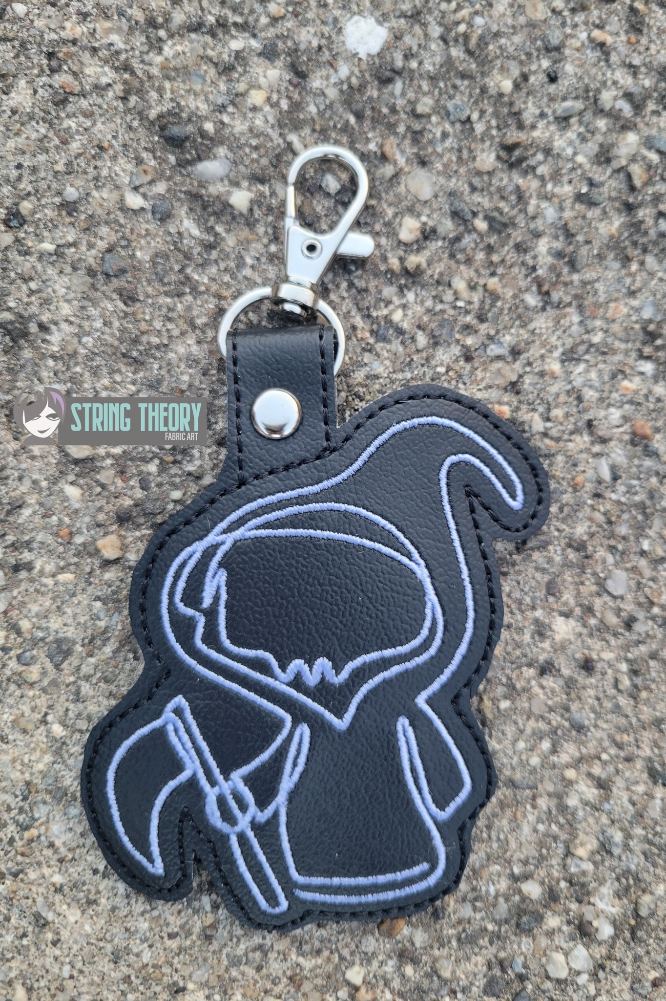 Continuous Line Grim Reaper Fob ITH in the hoop fob Digital Download for Machine Embroidery Pattern, Design (4×4 Hoop) - Image 2