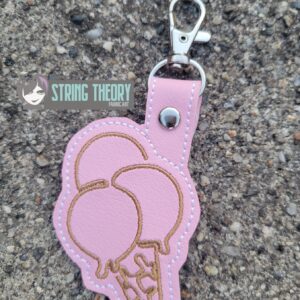 Continuous Line Ice Cream Cone Fob ITH in the hoop fob Digital Download for Machine Embroidery Pattern, Design (4×4 Hoop)