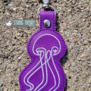 Continuous Line Jellyfish Fob  ITH in the hoop fob Digital Download for Machine Embroidery Pattern, Design (4×4 Hoop)
