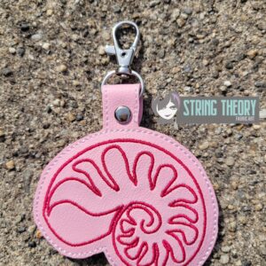 Continuous Line Nautilus Shell Fob ITH in the hoop fob Digital Download for Machine Embroidery Pattern, Design (4×4 Hoop)