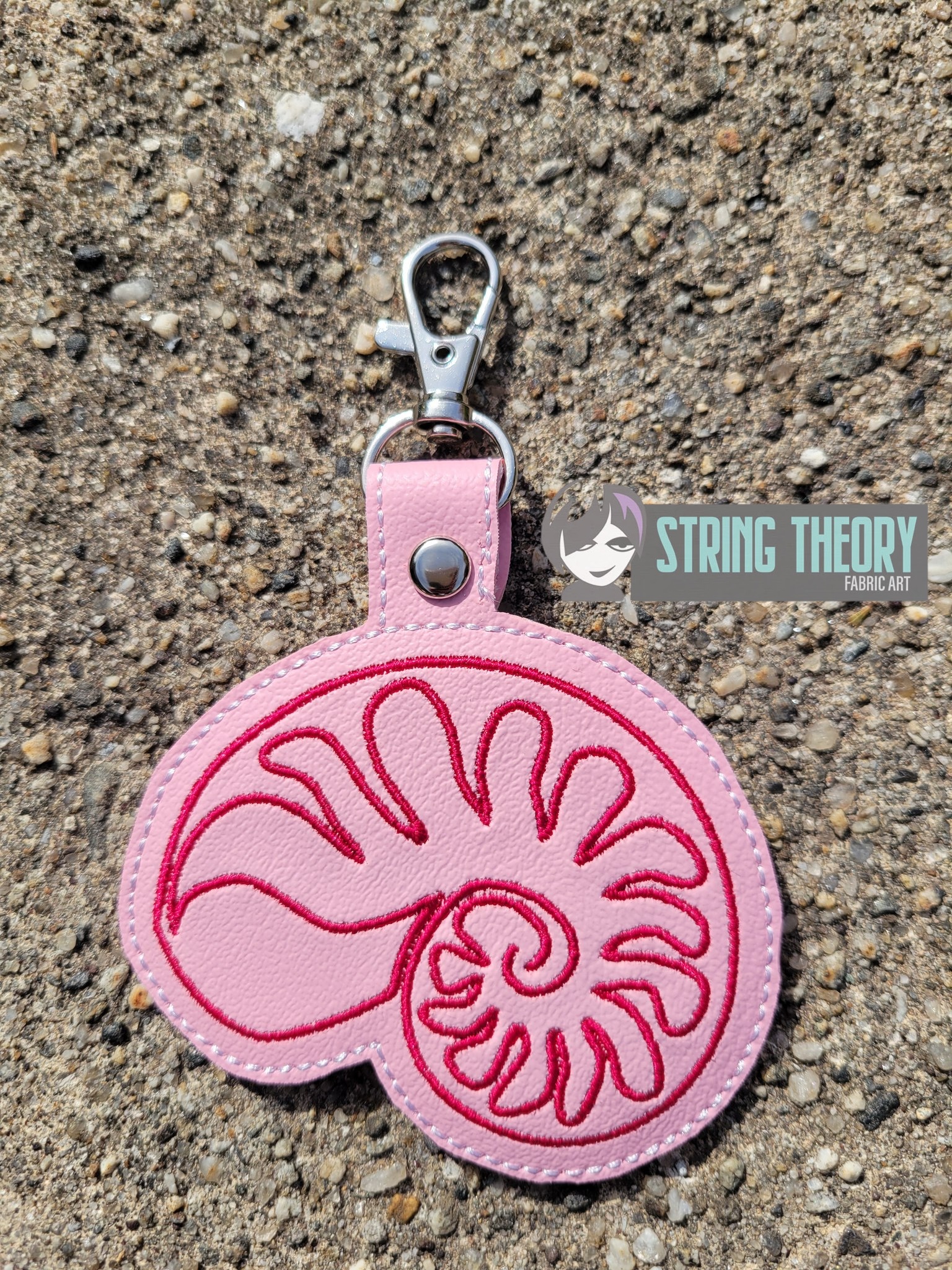 Continuous Line Nautilus Shell Fob ITH in the hoop fob Digital Download for Machine Embroidery Pattern, Design (4×4 Hoop)