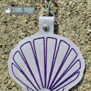 Continuous Line Scallop Shell Fob  ITH in the hoop fob Digital Download for Machine Embroidery Pattern, Design (4×4 Hoop)