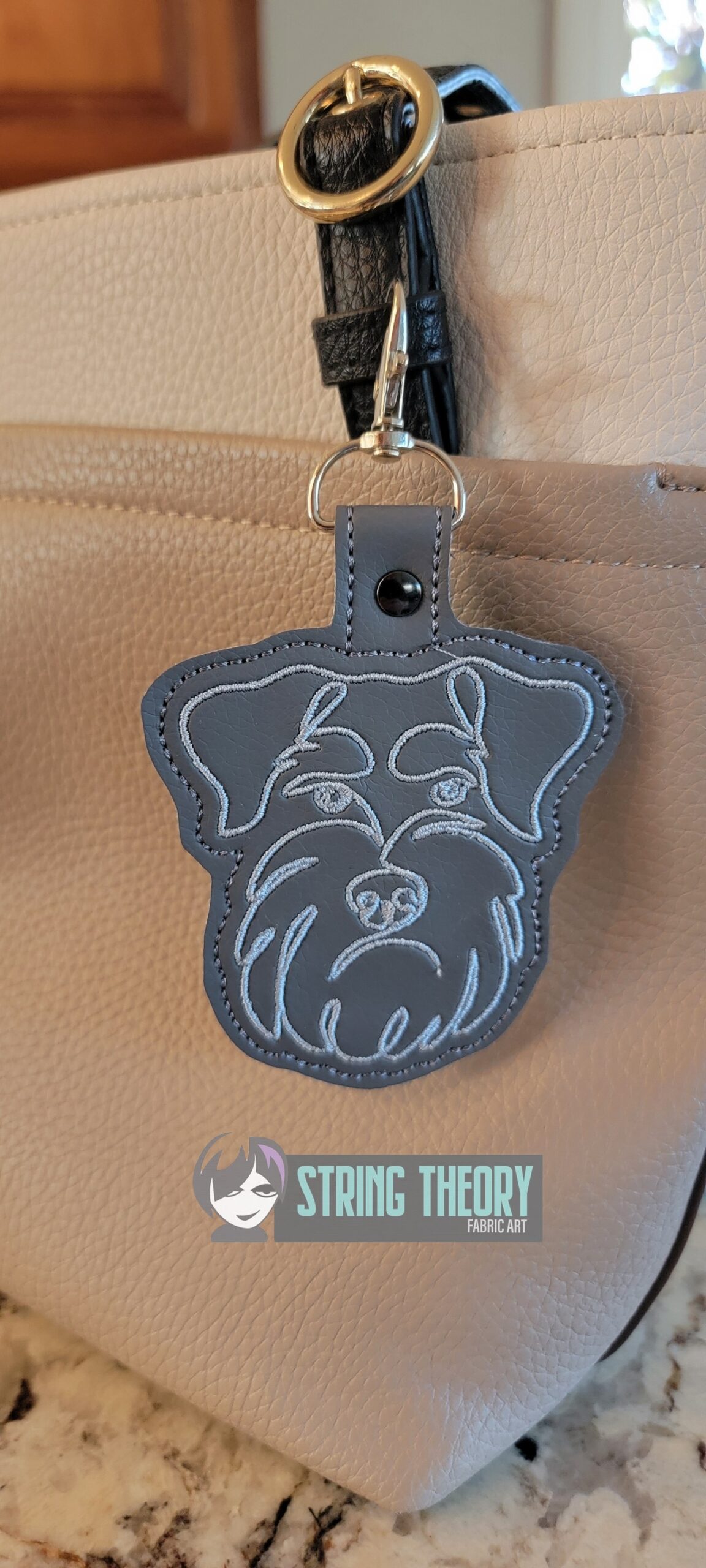 Continuous Line Schnauzer Dog Fob ITH in the hoop fob Digital Download for Machine Embroidery Pattern, Design (4×4 Hoop) - Image 3