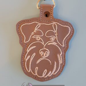 Continuous Line Schnauzer Dog Fob ITH in the hoop fob Digital Download for Machine Embroidery Pattern, Design (4×4 Hoop)