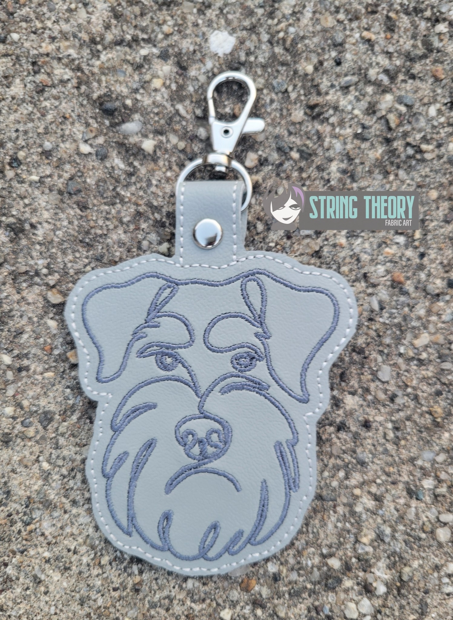 Continuous Line Schnauzer Dog Fob ITH in the hoop fob Digital Download for Machine Embroidery Pattern, Design (4×4 Hoop) - Image 2