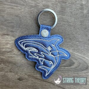 Continuous Line Shark ITH Fob machine embroidery design