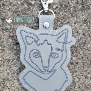 Continuous Line Sphynx Cat Fob ITH in the hoop fob Digital Download for Machine Embroidery Pattern, Design (4×4 Hoop)