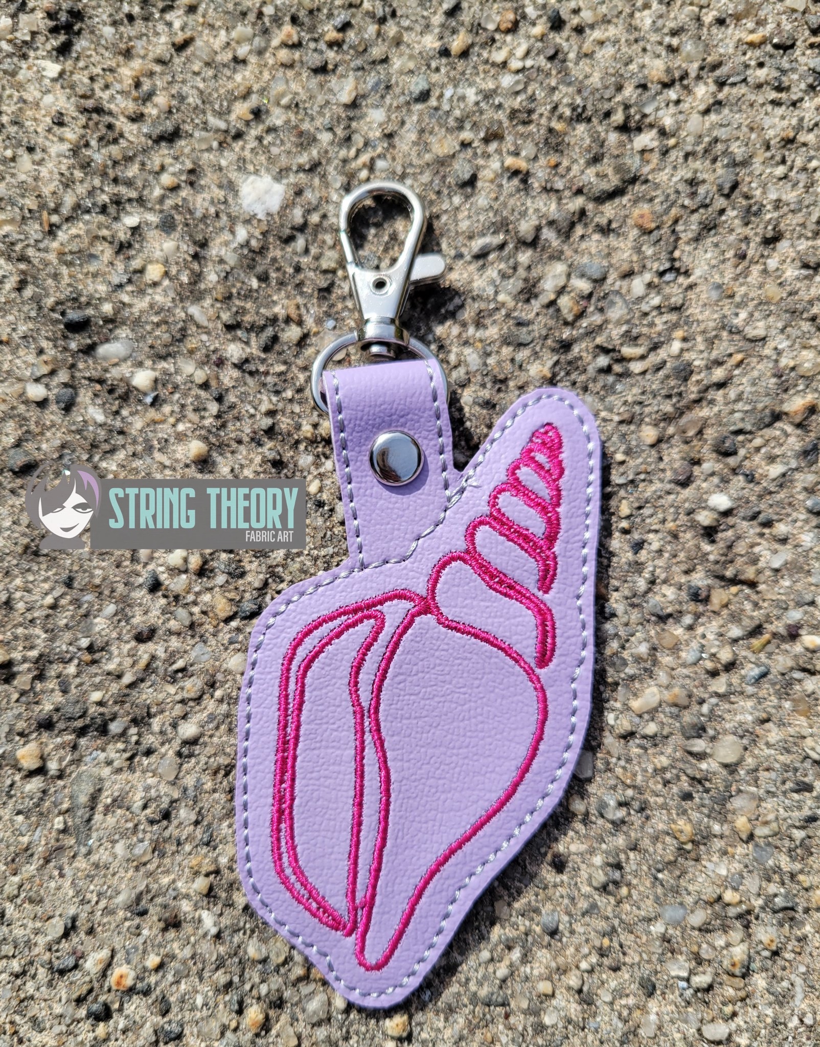 Continuous Line Spiral Conch Fob ITH in the hoop fob Digital Download for Machine Embroidery Pattern, Design (4×4 Hoop)
