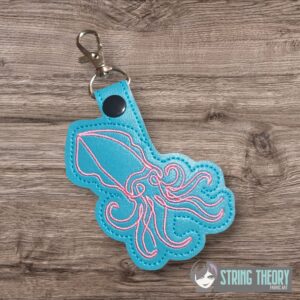 Continuous Line Squid Fob ITH in the hoop fob Digital Download for Machine Embroidery Pattern, Design (4×4 Hoop)