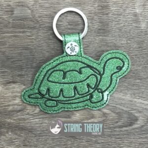 Continuous Line Tortise Fob ITH in the hoop fob Digital Download for Machine Embroidery Pattern, Design (4×4 Hoop)