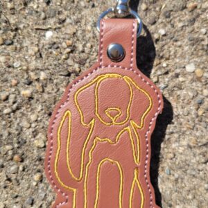 Continuous Line Golden Retriever Fob ITH in the hoop fob Digital Download for Machine Embroidery Pattern, Design (4×4 Hoop)