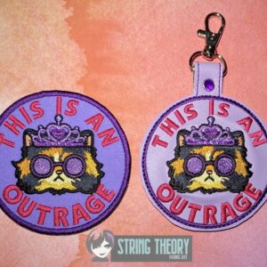 DCC This is an outrage fob patch ITH machine embroidery design