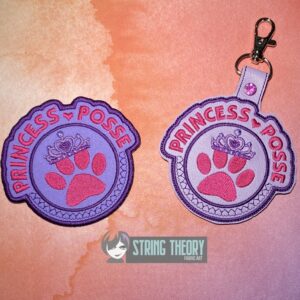 DCC Princess Posse fob patch ITH machine embroidery design