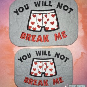 DCC You Will Not Break Me ITH Mug Rug machine embroidery design
