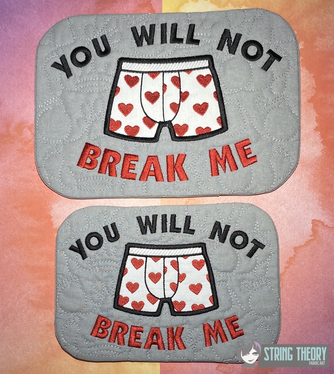 DCC You Will Not Break Me ITH Mug Rug machine embroidery design