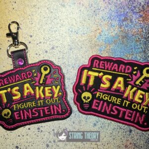 DCC It's a Key, Einstein fob patch ITH machine embroidery design