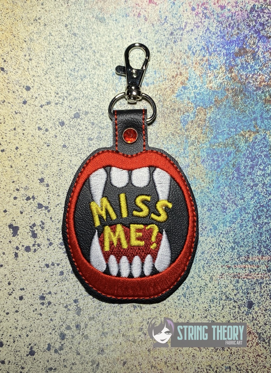 DCC - Miss Me fob patch ITH machine embroidery design