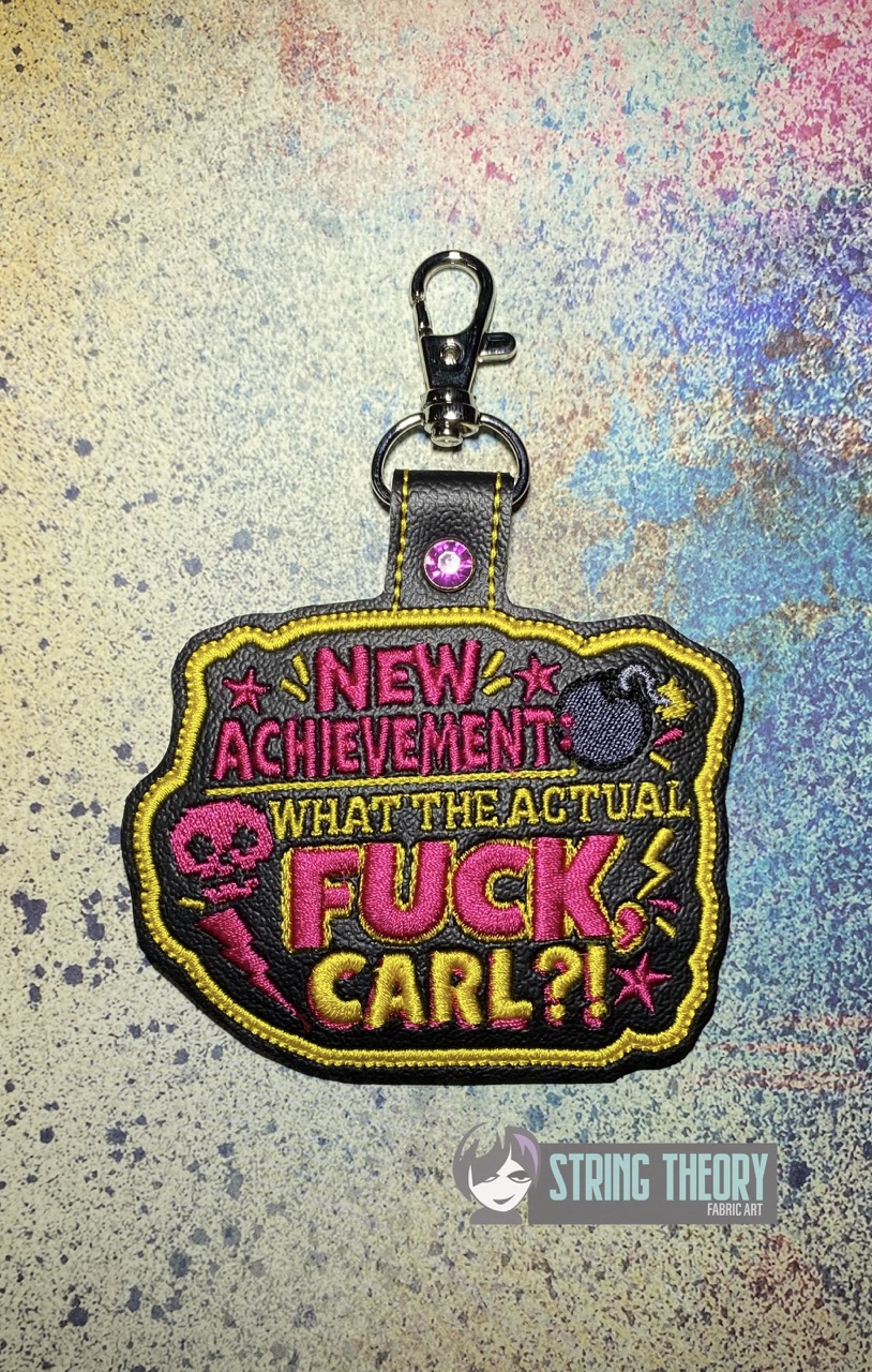 DCC WTF Carl fob patch ITH machine embroidery design