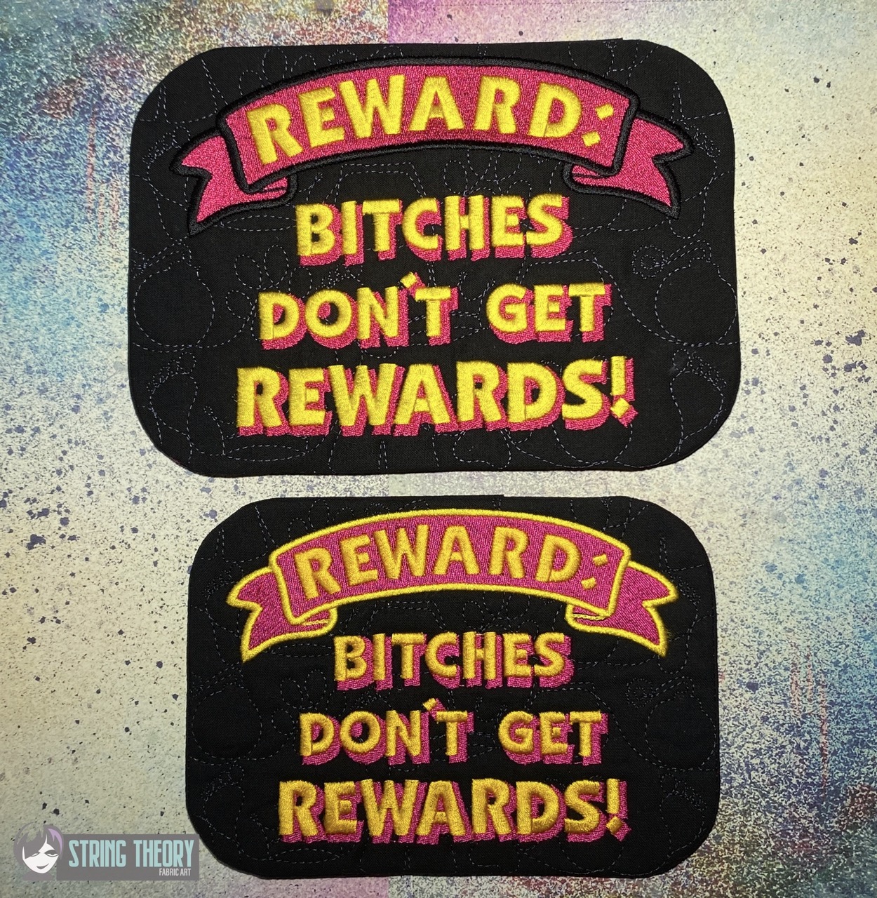 DCC Rewards: Bitches Don't Get Rewards ITH Mug Rug machine embroidery design