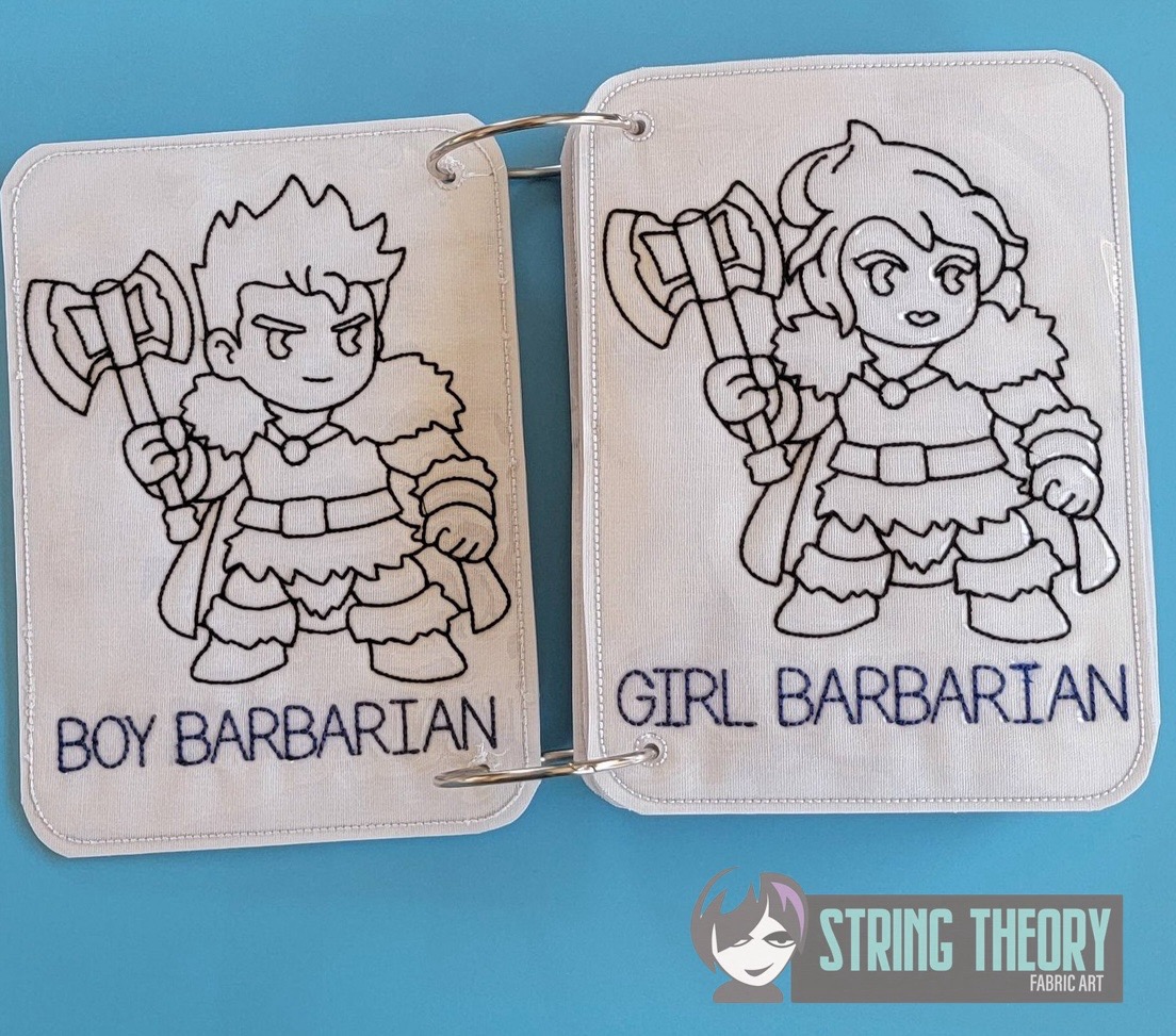 Chibi DND Coloring Book ITH Machine Embroidery Pattern