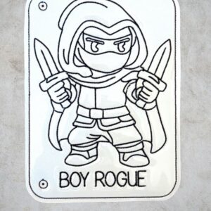 Chibi DND Boy Rogue Coloring Page ITH Machine Embroidery Pattern
