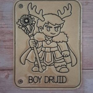 Chibi DND Boy Druid Coloring Page ITH Machine Embroidery Pattern