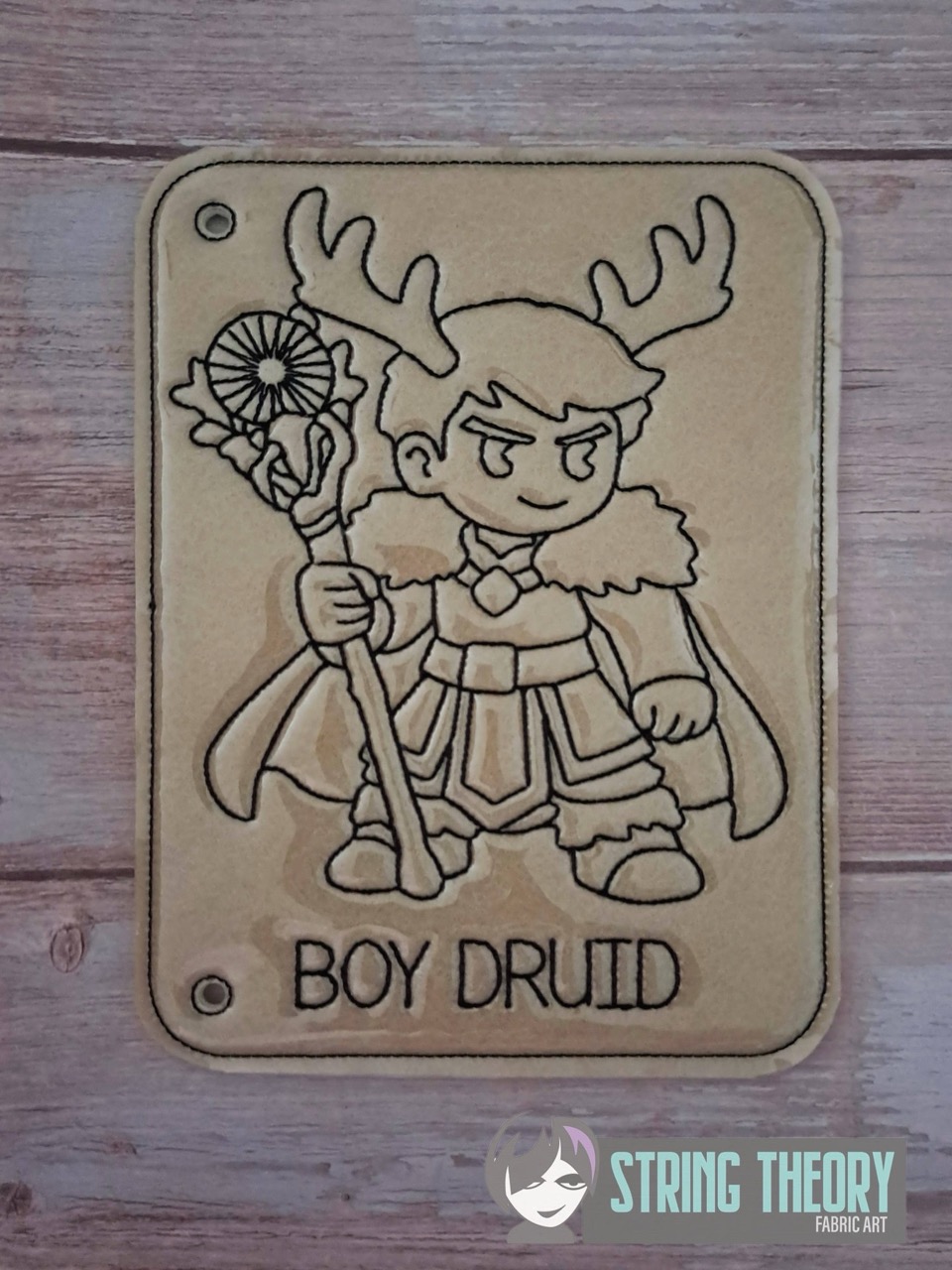 Chibi DND Boy Druid Coloring Page ITH Machine Embroidery Pattern