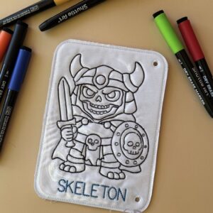 Chibi DND Skeleton Coloring Page ITH Machine Embroidery Pattern