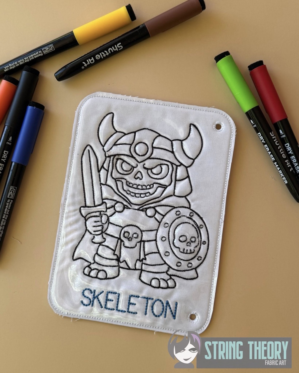 Chibi DND Skeleton Coloring Page ITH Machine Embroidery Pattern