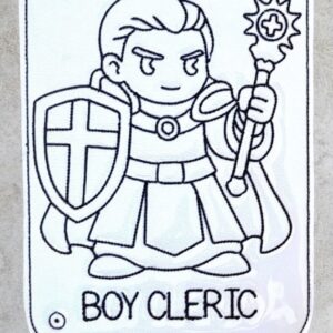 Chibi DND Boy Cleric Coloring Page ITH Machine Embroidery Pattern