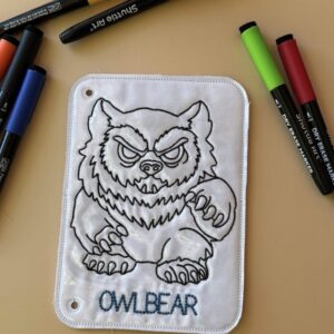 Chibi DND Owlbear Coloring Page ITH Machine Embroidery Pattern