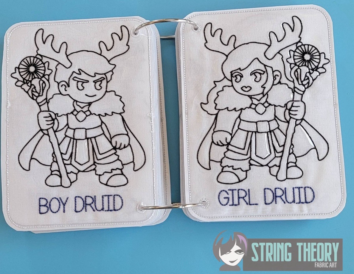 Chibi DND Coloring Book ITH Machine Embroidery Pattern
