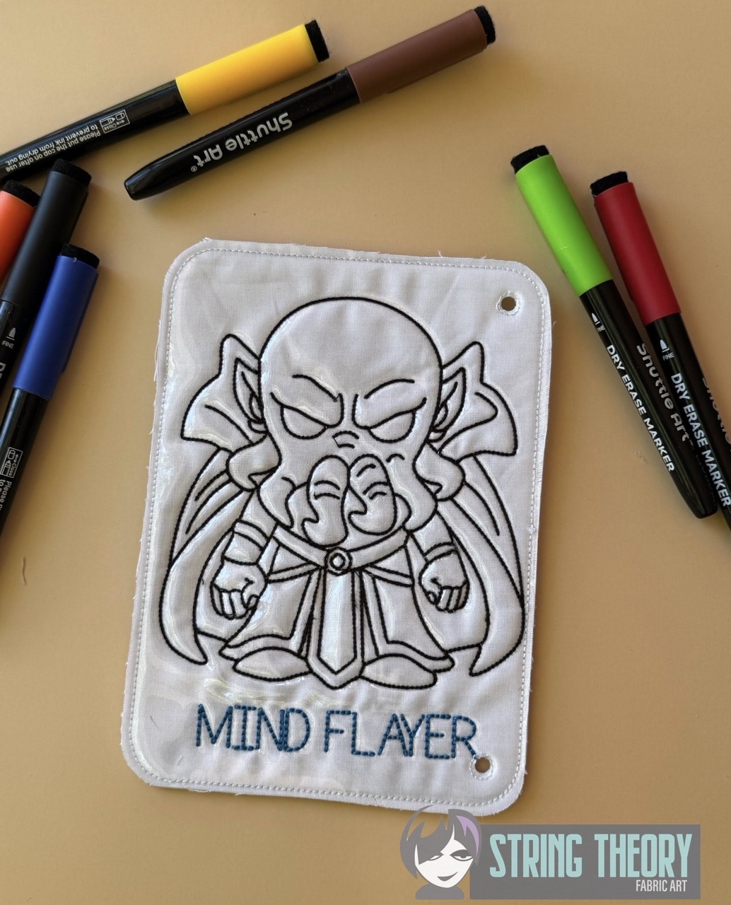 Chibi DND Mind Flayer Coloring Page ITH Machine Embroidery Pattern