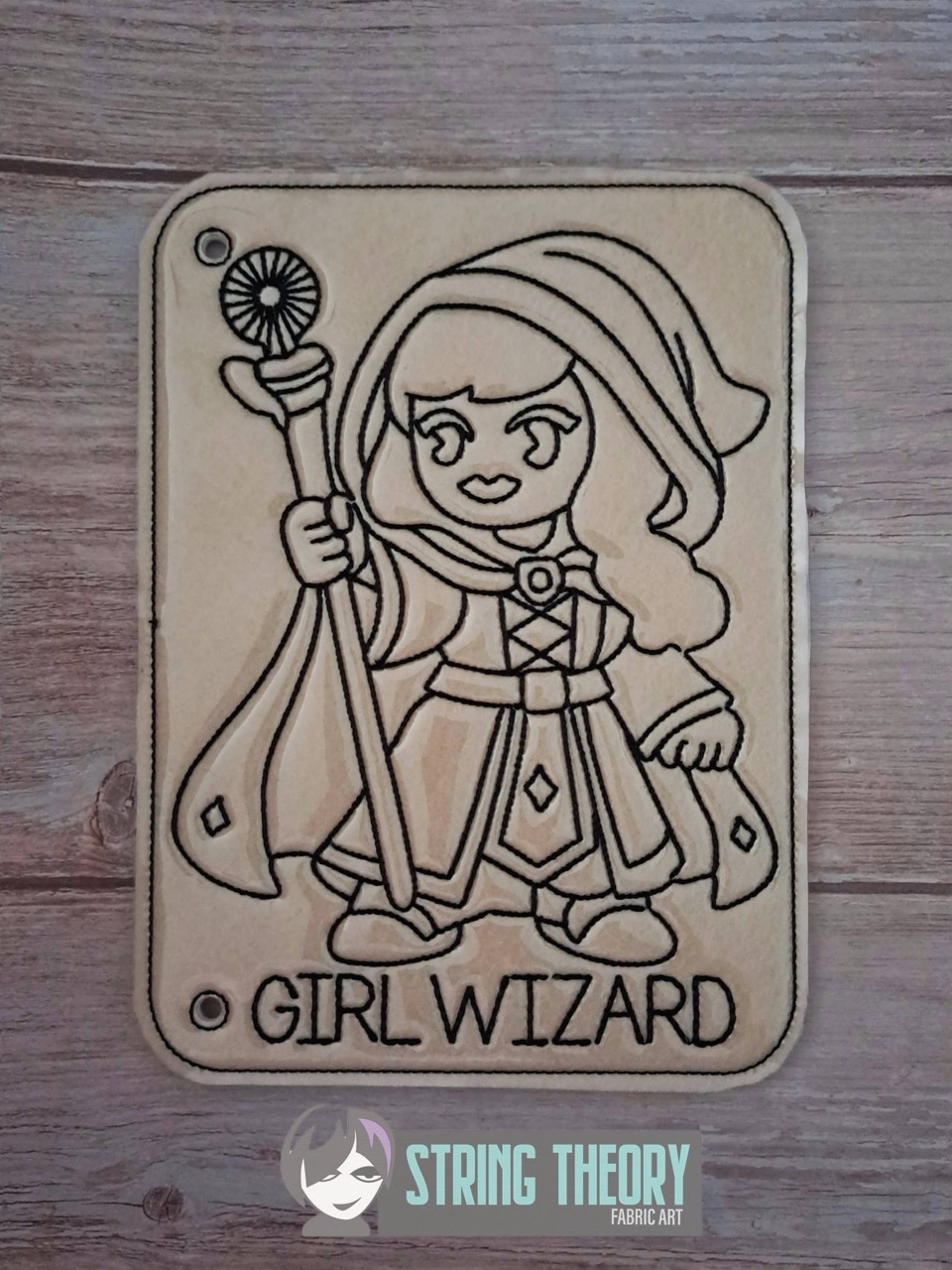 Chibi DND Girl Wizard Coloring Page ITH Machine Embroidery Pattern