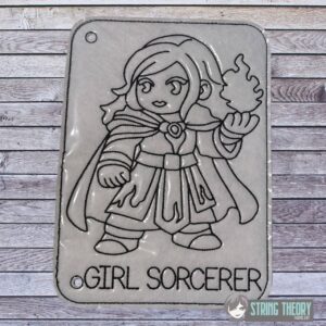 Chibi DND Girl Sorcerer Coloring Page ITH Machine Embroidery Pattern