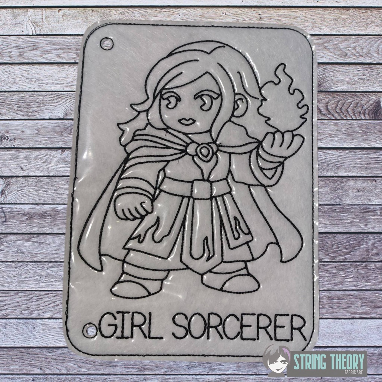 Chibi DND Girl Sorcerer Coloring Page ITH Machine Embroidery Pattern