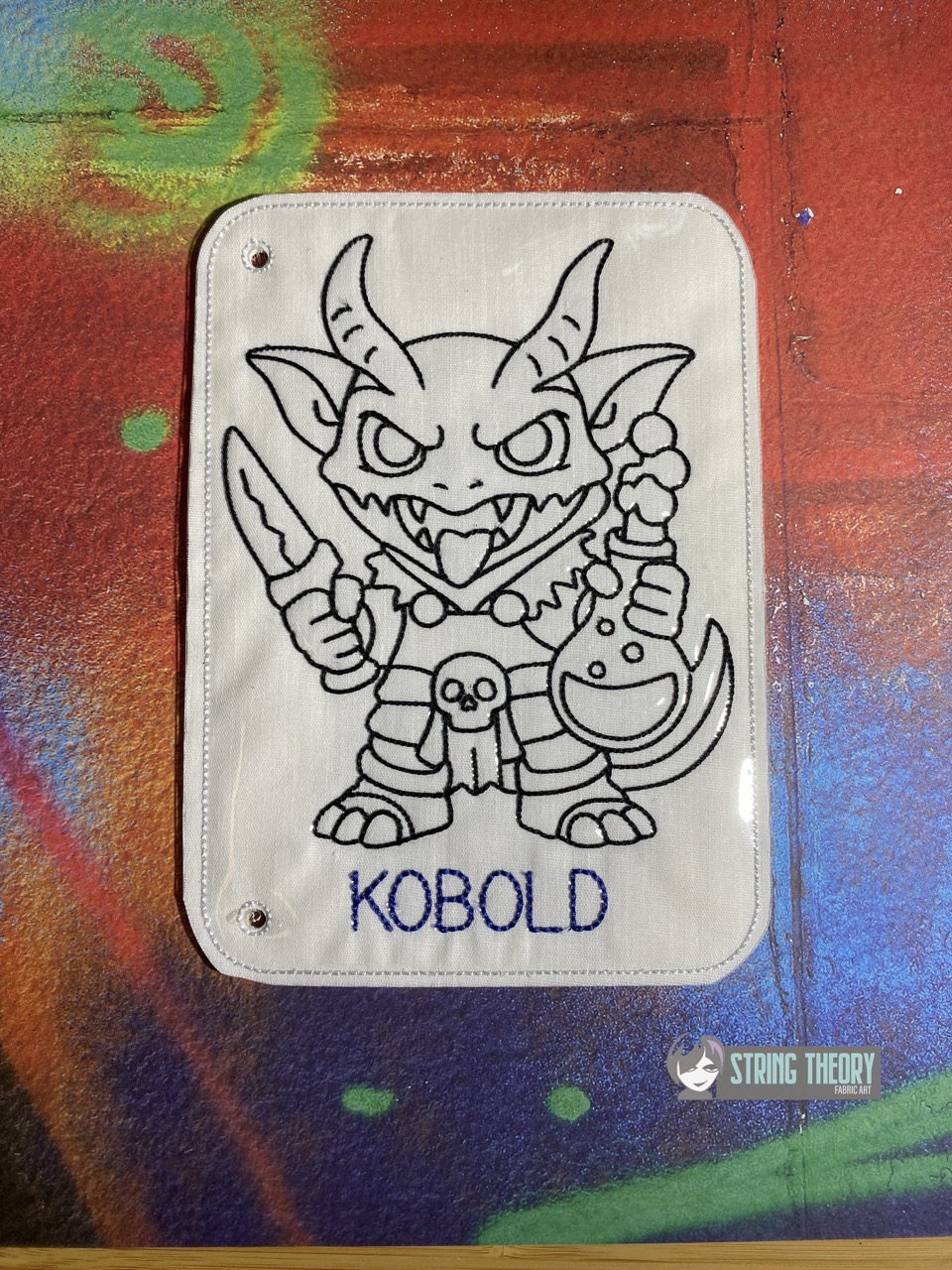 Chibi DND Kobold Coloring Page ITH Machine Embroidery Pattern