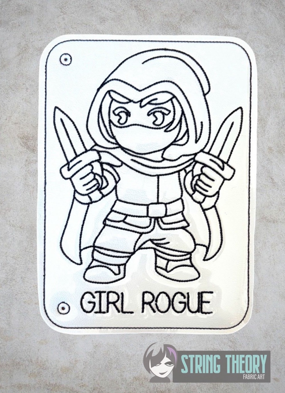 Chibi DND Girl Rogue Coloring Page ITH Machine Embroidery Pattern