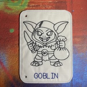 Chibi DND Goblin Coloring Page ITH Machine Embroidery Pattern