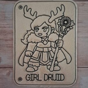 Chibi DND Girl Druid Coloring Page ITH Machine Embroidery Pattern