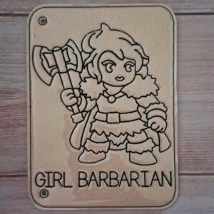 Chibi DND Girl Barbarian Coloring Page ITH Machine Embroidery Pattern